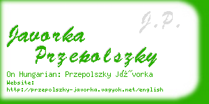javorka przepolszky business card